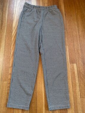 A New Day Houndstooth Pull-On Straight Leg Pants Brown Black Cream Size S